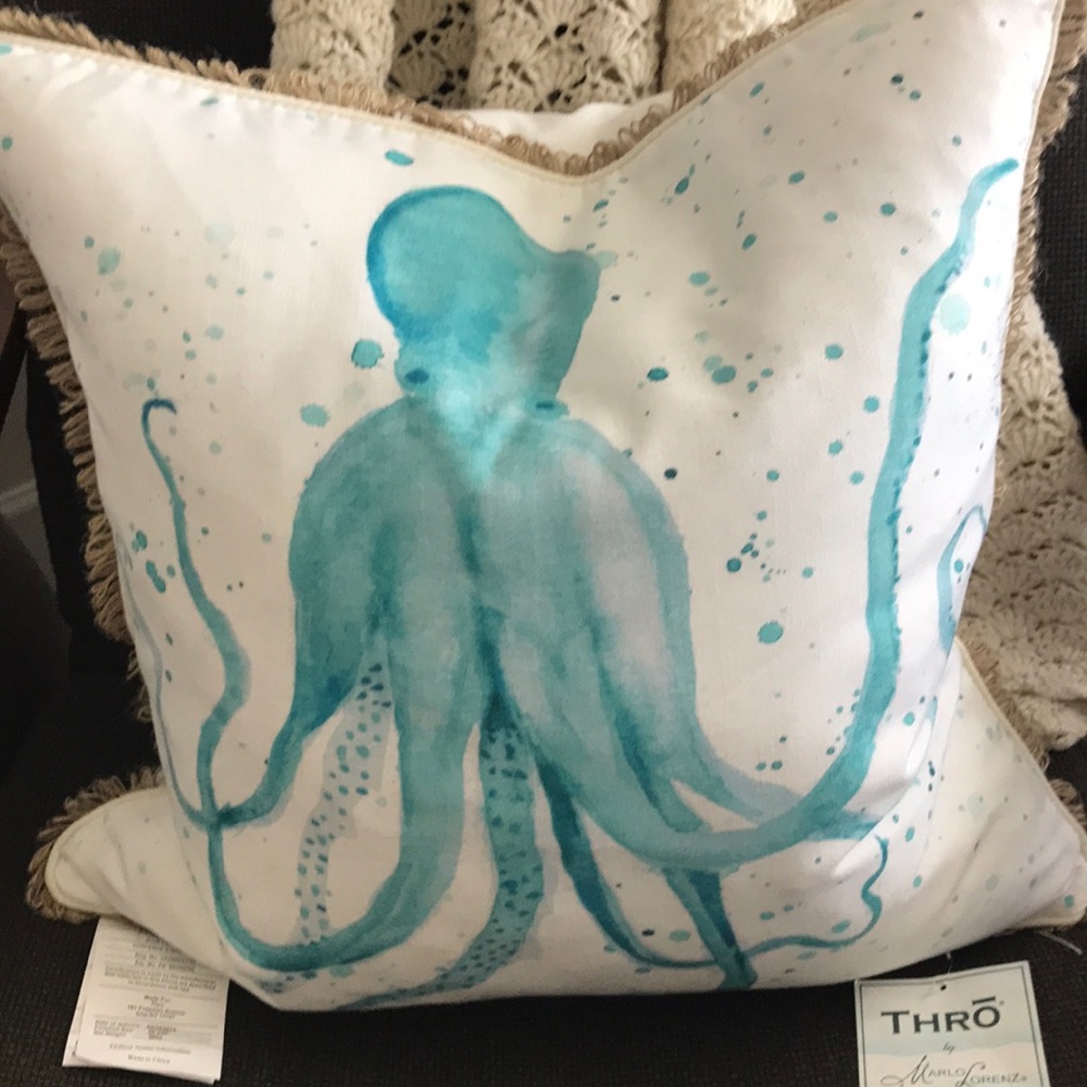 NWT octopus feather filled throw pillow